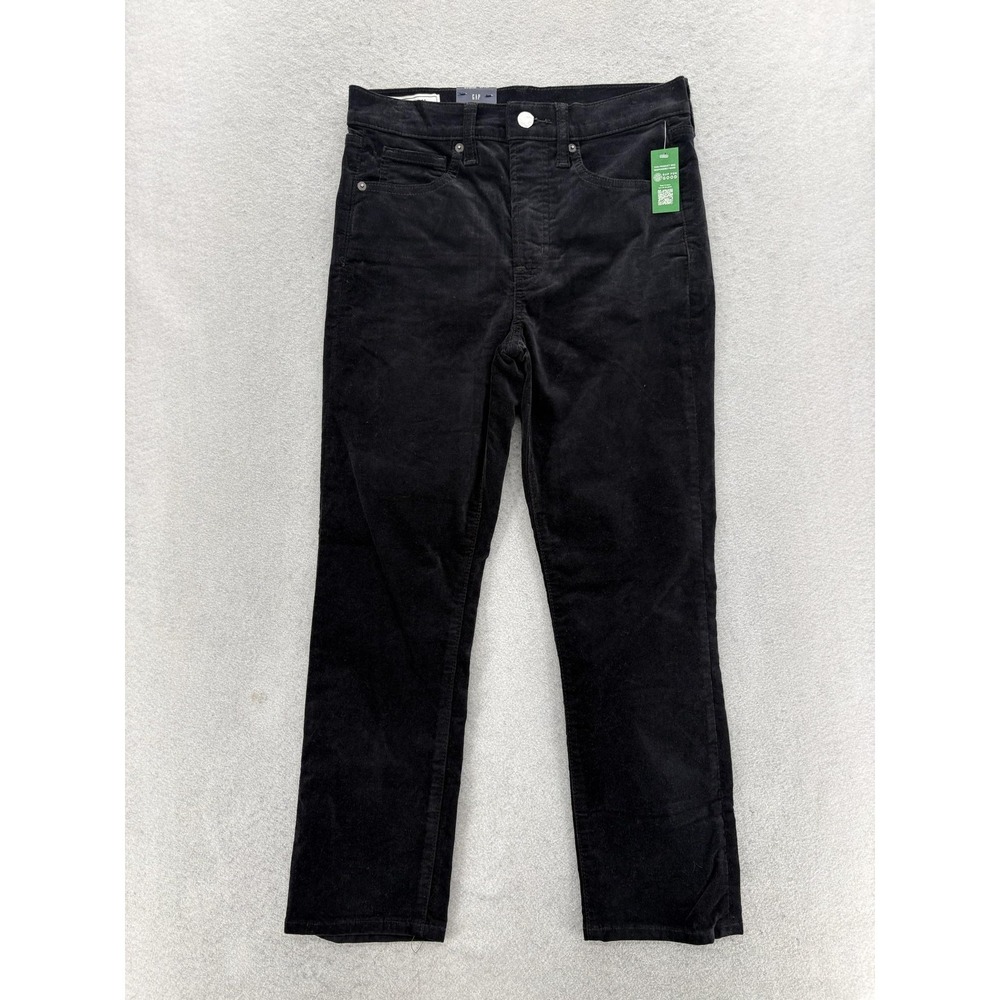 Gap Vintage Slim High Rise Jeans Womens 4P Black Corduroy Straight Leg Petite